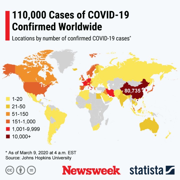 Covid confirmed cases worldwide March, 2020